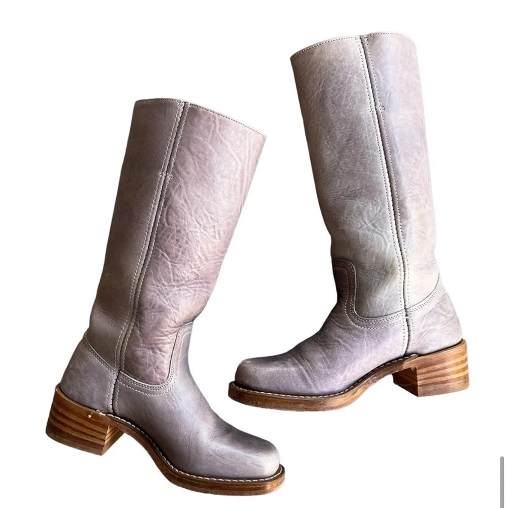 Frye Vintage Knee High Lilac Purple Campus Boots Size 7 - Picture 12 of 12